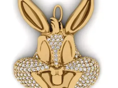 HIPHOP BUGS BUNNY pendant 3d wax resine projet jewellery 3D print model