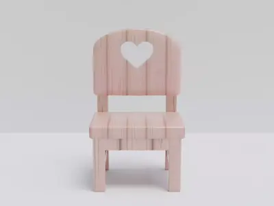 wooden childrens chair Low-poly 3D model