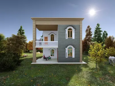 3 Bedroom House plan Low-poly 3D model