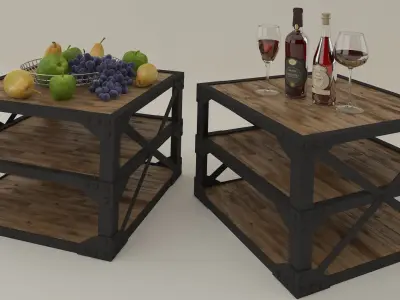 Tea table set with accessories 3D model