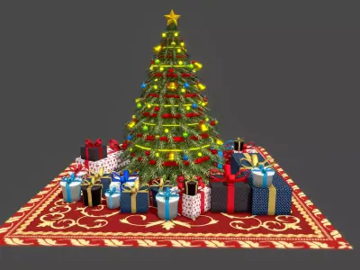 Christmas Tree Gifts Low-poly 3D model