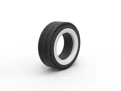 Whitewall rear tire of vintage dragster Version 5 Scale 1 to 25 3D print model