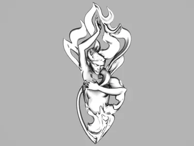 Lady on fire 3D print model