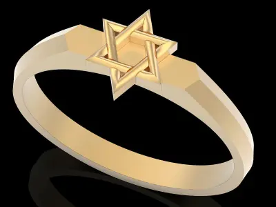 Star of David ring silver gold printabie jewelry 3D model 3D print model