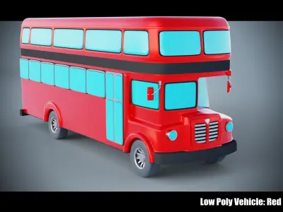 Low Poly Vehicle - Red Bus Low-poly 3D model