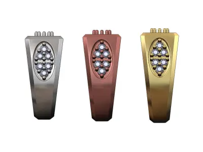 Diamond baguettes top and shank rectangular ring Us sizes 7 8 9 3D print model