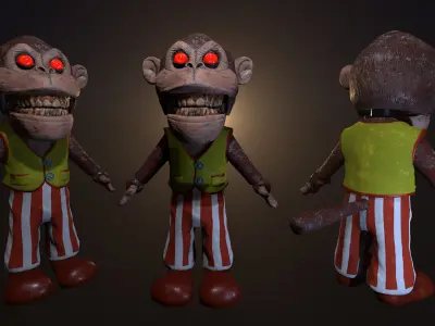 Spooky Monkeytronic -  Rigged and Animated Low-poly 3D model