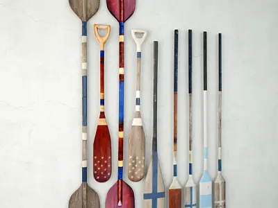 Vintage Wooden Paddles and Oars by Jeffan 3D model