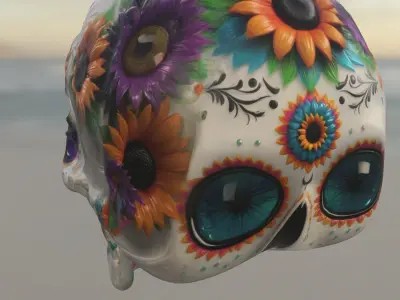 Decorated Sugar Skull Dia de los Muertos Low-poly 3D model
