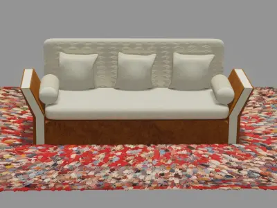 White Sofa 3D Model 3D model