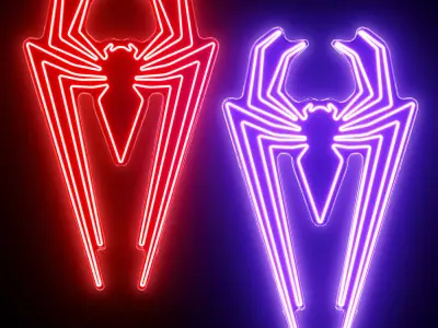 Spiderman Neon Sign 3D model