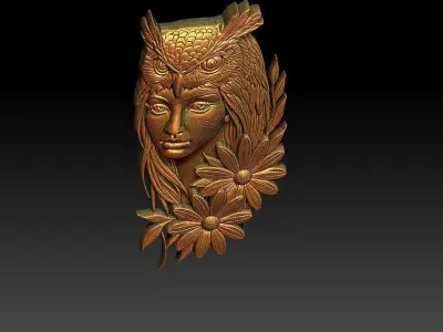 1 owl and girl CNC Relief Model 3D print model