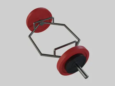 Trap Bar Deadlift - Hex Bar Barbell - Gym Equipment Low-poly 3D model
