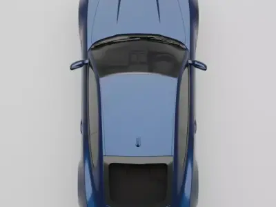 Sleek Blue Sports Car with Racing Stripes 3D model