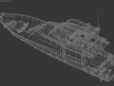 Luxury Open Motor Yacht with Teak Decks and Flybridge 3D model 3D model