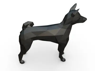 basenji dog low poly 3D print model