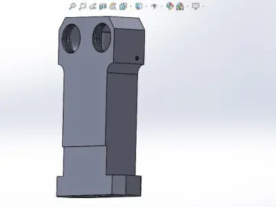 Industrial water manifold block dual inlet and outlet rust rer 3D print model