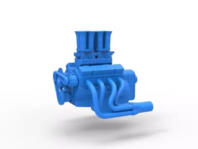 Engine of Drag racing Airboat Scale 1 to 25 3D print model