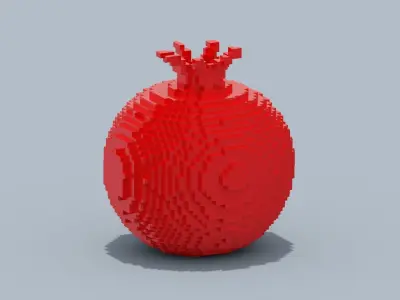 Voxel Pomegranate Low-poly 3D model