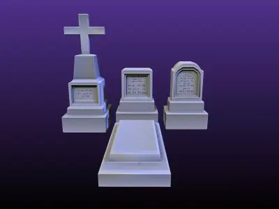 Halloween themed assets Gravestones Free Free low-poly 3D model