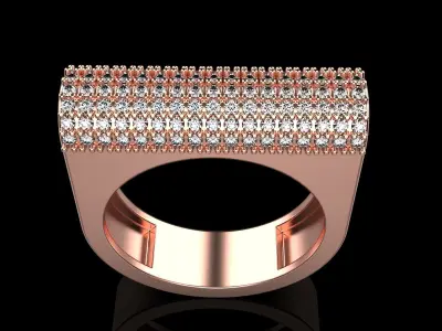 Signet ring with gems model 651 3D print model