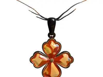 Gold Amber Clover Pendant Low-poly 3D model