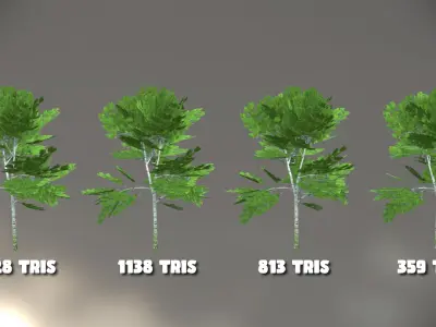 Birch Forest - Game Ready with LODs Low-poly 3D model
