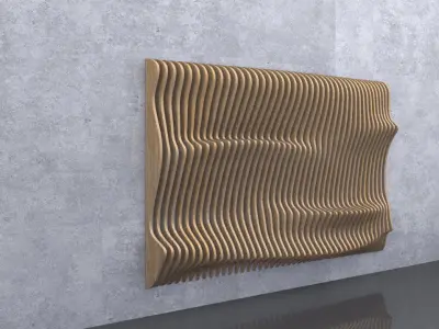 Parametric Wavy Wooden Panels 09 3D model