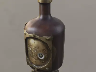 Steampunk Gear Core Bottle 3D model