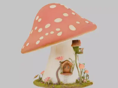 Mushroom house  Low-poly 3D model