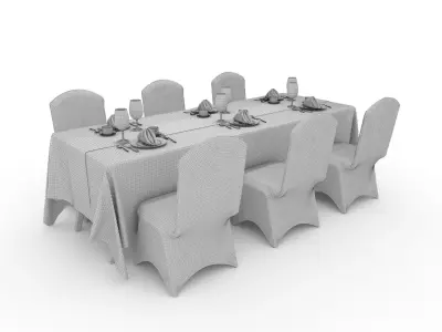 Banquet Table and Chair 107 3D model