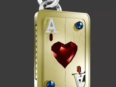 Gold Ace of Hearts 3D 3D model
