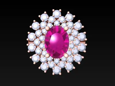 Oval Stone Ring - Womens Rings - N3968 3D print model