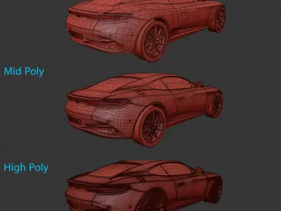 Aston Martin DB11 Low-poly 3D model