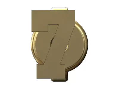 7 seven number varsity font stud earring 3D print model