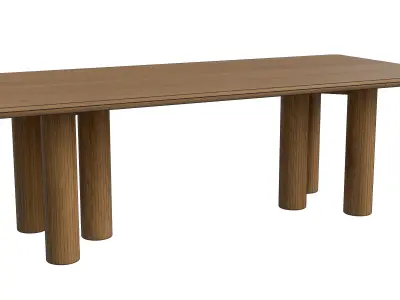 Brown Wood Rectangle Dining Table Low-poly 3D model