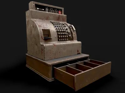 Antique Cash register Low-poly 3D model
