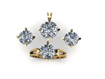 moissanite daimond pandent set 3D print model