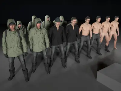 Man Winter Outfit 2 - Modular - Rigged - Animated Low-poly 3D model