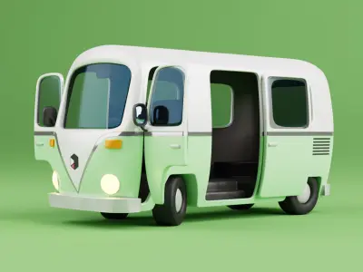 Stylized Cartoon Van - Fully Rigged 3D model