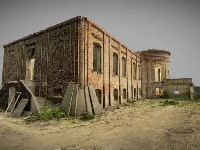 Old ruined baroque palace 3D model