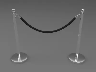 Barriers 3 metal barrier with rope 3D model