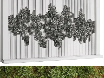 Vertical Wall Garden With concrete frame - set  indoor 79 3D model