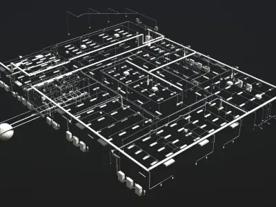 MEP piping in building 3D model