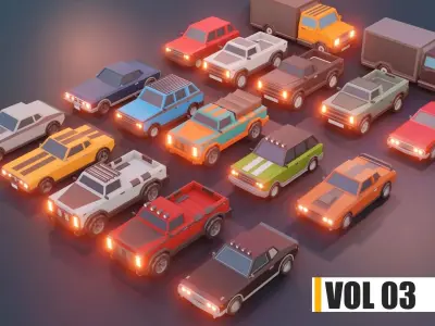 Low Poly Cars Mega Pack Vol 2-10 lowpoly low-poly Low-poly 3D model