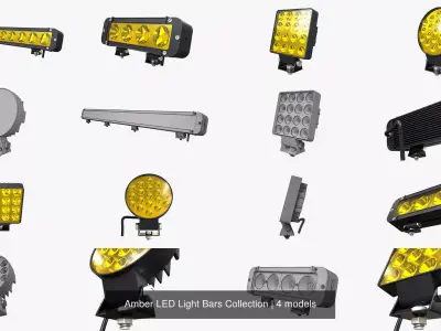 Amber LED Light Bars Collection 3D Model Pack