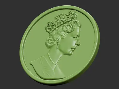 Elizabeth coin with face of queen 3D print model