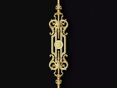 baluster ornate gold door handle 3D model
