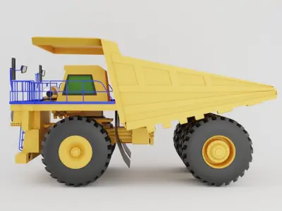 Mining large truck of yellow color  on white background Low-poly 3D model
