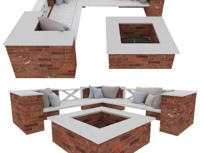 Garden bricks bench Free 3D model